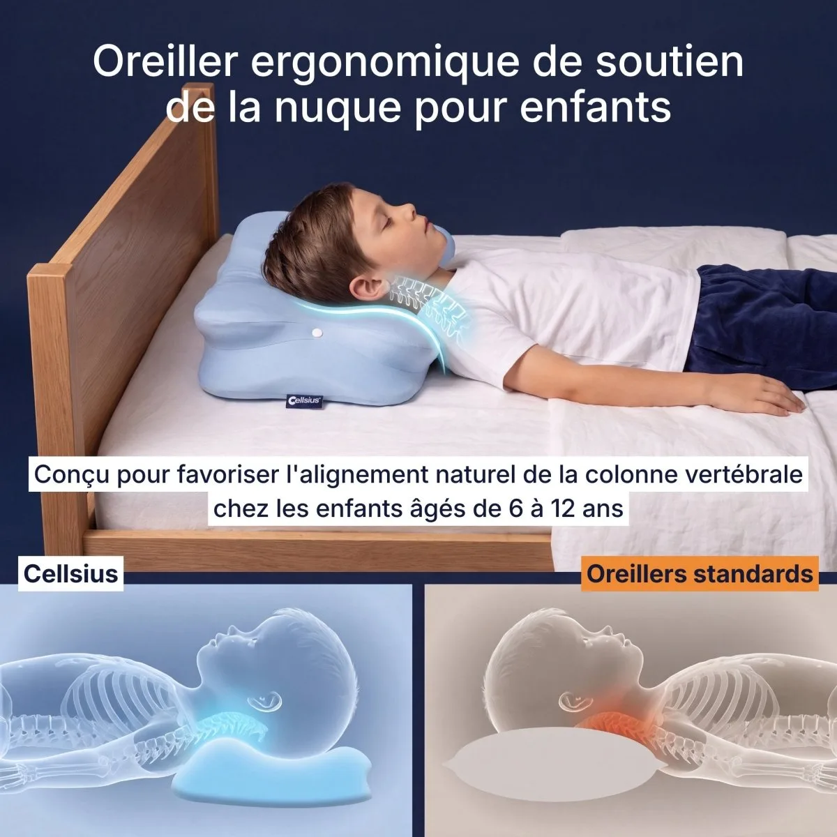 Oreiller Cervical Junior 6+ - Le secret d'un enfant en pleine forme